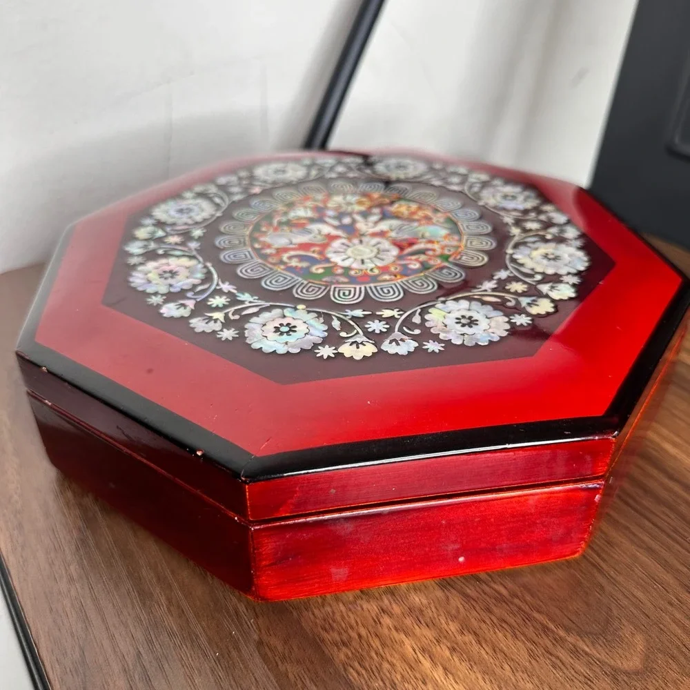 Vintage‎ Chinese Lacquer Inlaid Mother of Pearl 